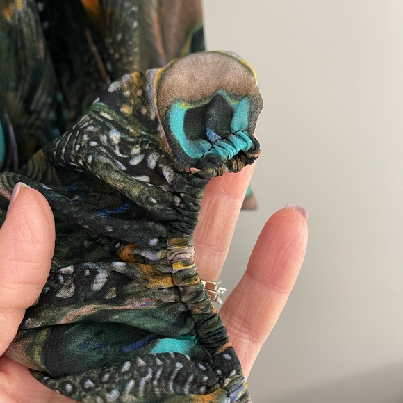 Peacock Feather Print Shift dress/tunic- Sz S - Picture 8 of 9